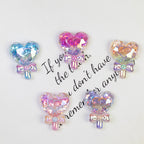 Plating Glitter Faceted Heart Lollipop Resin Beads 23.5x19mm 20pcs 3
