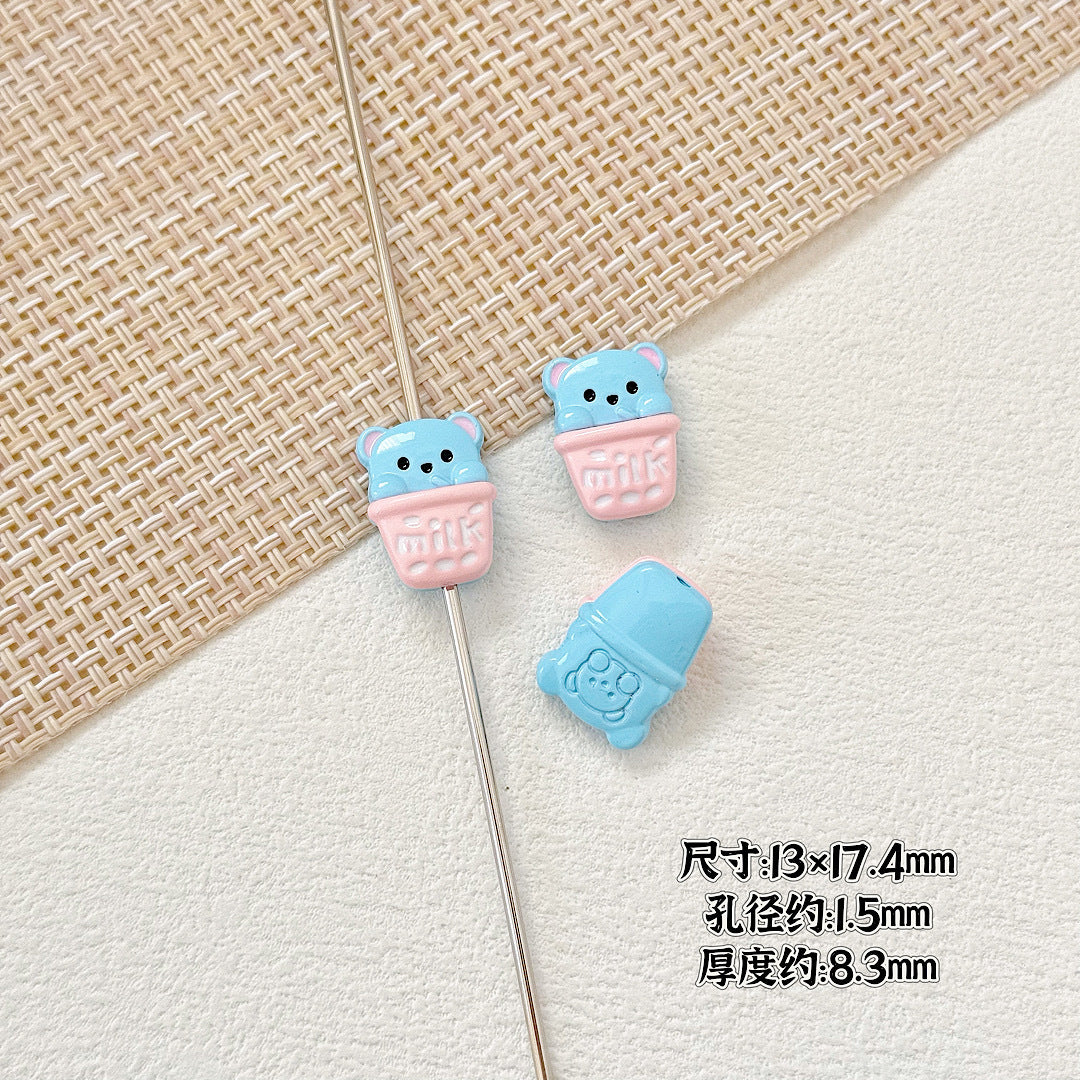 Baking Painted Good Sign and Teacup Bear Metal Beads 17mm 10pcs 15