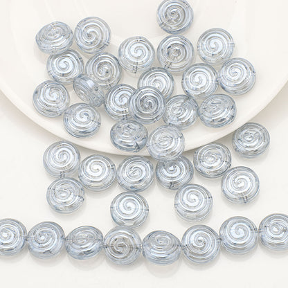 Electroplated Flat Spiral Glass Beads 12mm Metallic Iridescent 30pcs 16