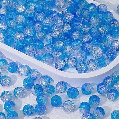 Crackle Glass Beads Round 10mm Transparent Mixed Colors 50pcs 65