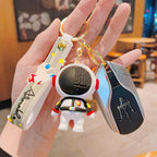 Cartoon Astronaut PVC Building Block Keychain with Starry Strap 6