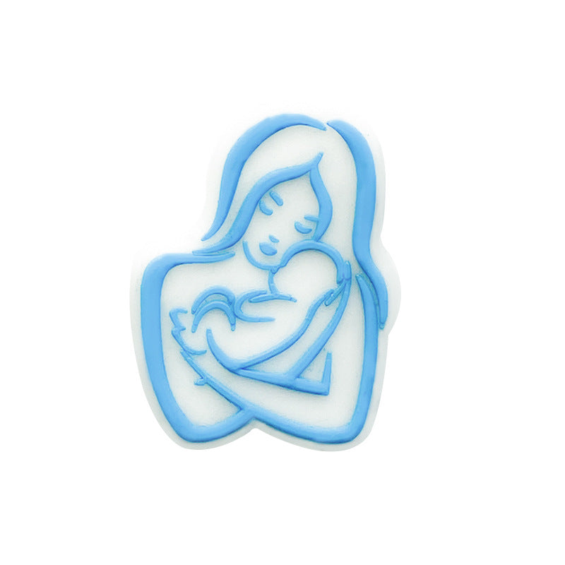 Silicone Focal Beads Mom Baby Loving Silhouette Pink Blue 20pcs 5
