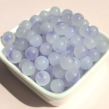 Dual Color Round Glass Beads 8mm Gradient Painted 100pcs 12
