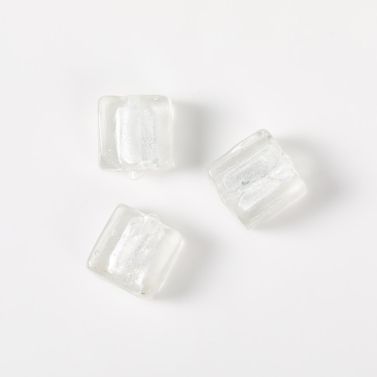 Vintage Transparent Lampwork Square Glass Beads 12mm 20pcs 9