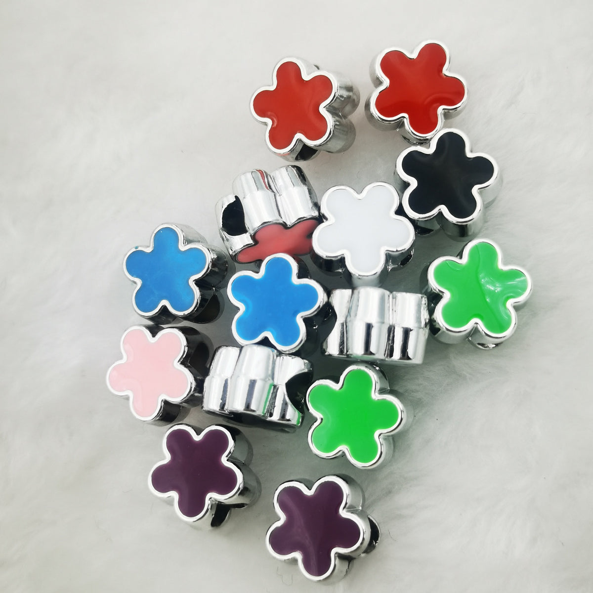Five Petal Flower Acrylic Beads 13mm Enamel CCB Plastic 50pcs 3