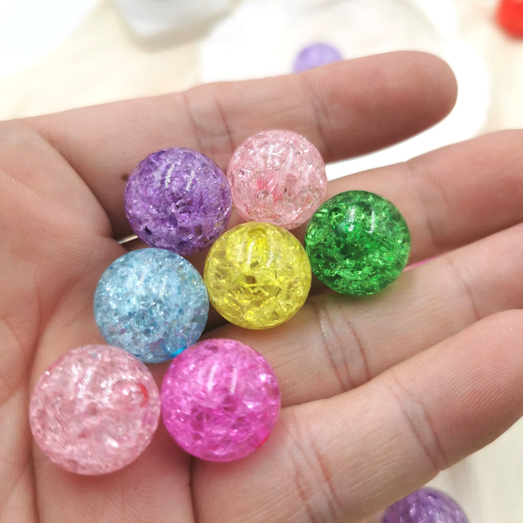 Transparent Crackle Acrylic Beads 10-16mm Colorful Mixed 100pcs 2