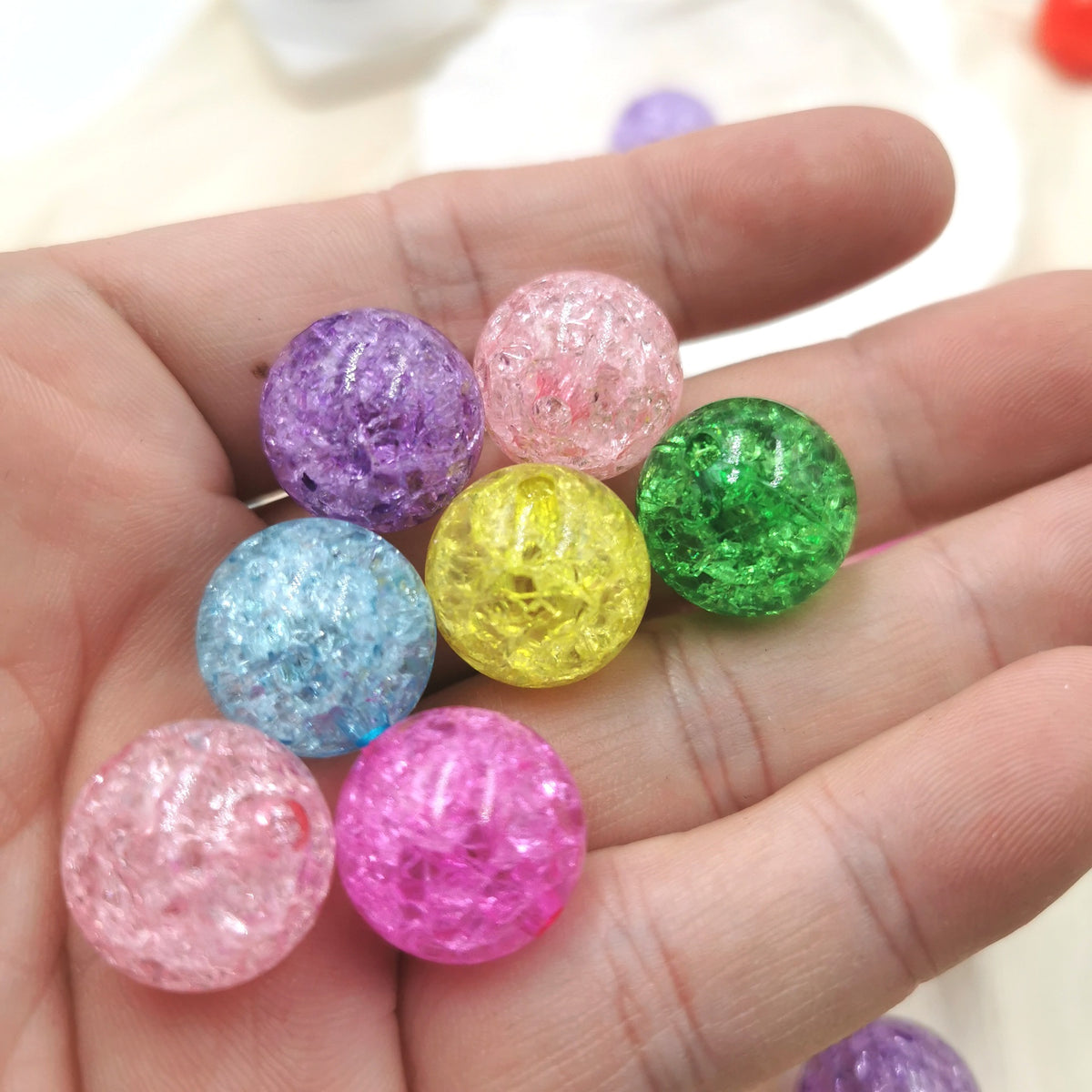 Transparent Crackle Acrylic Beads 10-16mm Colorful Mixed 100pcs 2