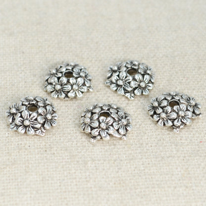 Alloy Flower Bead Caps 12mm Antique Silver Cluster 100pcs 3