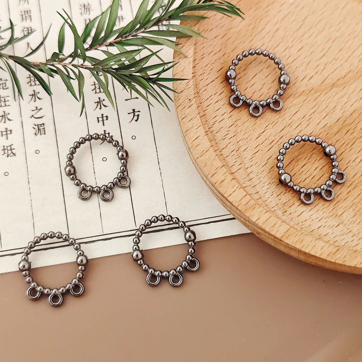 Bubble Ring Metal Bead Frames 17mm With Three Hanging Holes 40pcs 5