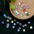 Heart Shape Glass Beads 8mm Frosted Iridescent Pastel 20pcs