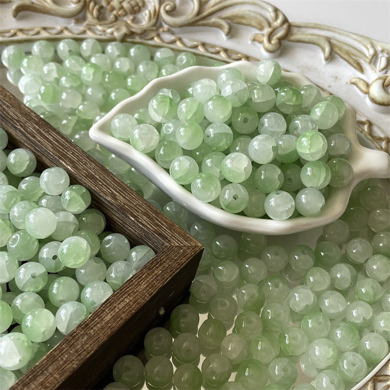 Crackle Round Glass Beads 10mm Imitation White Jade 100pcs 13