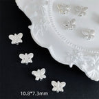 Chunky Butterfly Metal Beads 10mm Bright Silver Alloy 60pcs 6