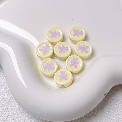 Bear Disc Acrylic Beads 12mm Colorful Mixed 10pcs 9