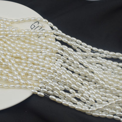 Oval Pearl Glass Beads 4x7mm 5x7mm 6x8mm Creamy Sheen Imitation