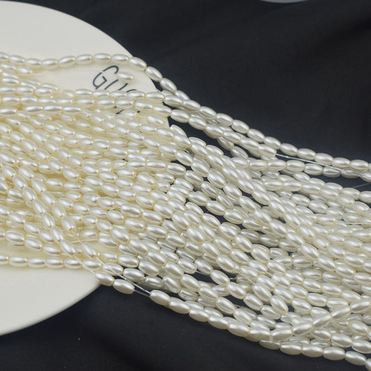 Oval Pearl Glass Beads 4x7mm 5x7mm 6x8mm Creamy Sheen Imitation