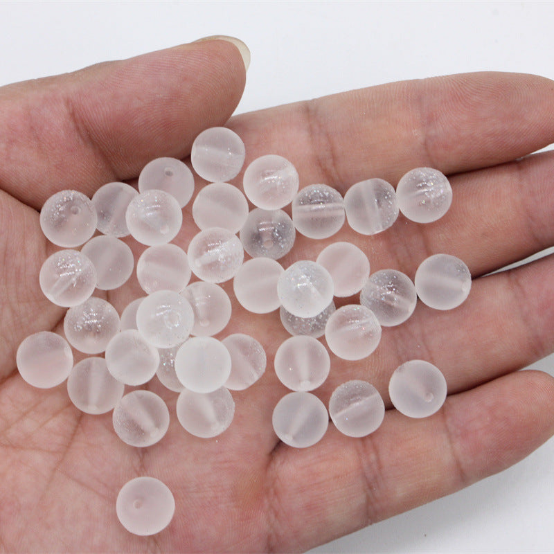 Frosted Transparent Round Glass Beads 10mm Soft Matte Finish 50pcs 13