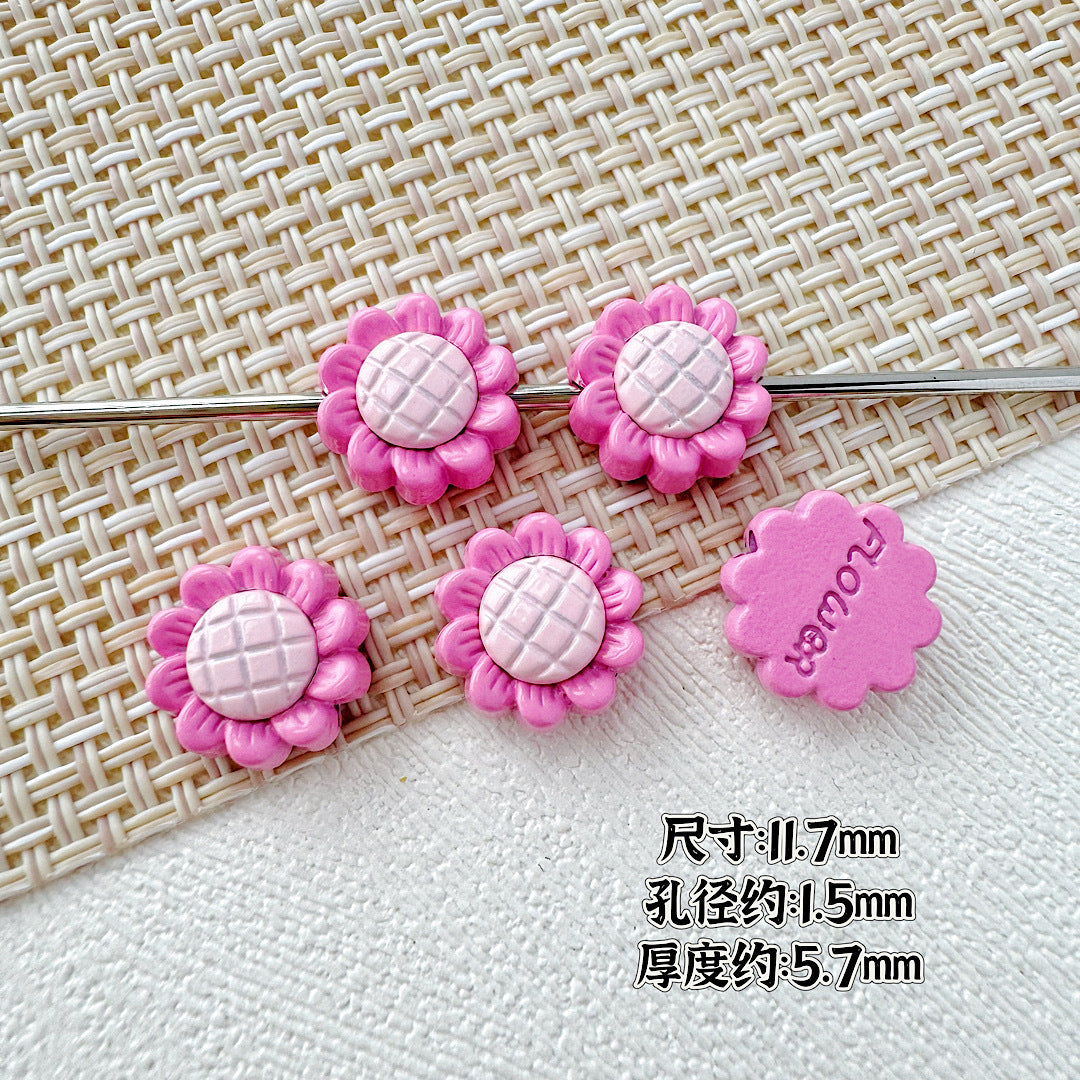 Sunflower and Gift Box Metal Beads 12mm Pastel Painted 10pcs 9