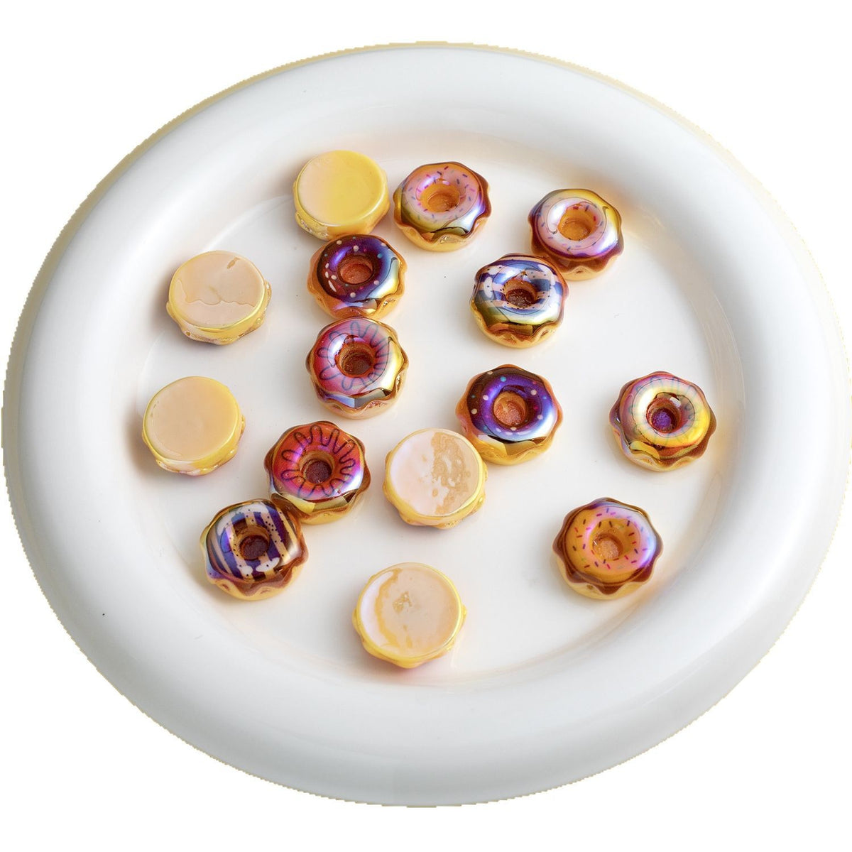 Plating Caramel-Glazed Donut Resin Beads 18mm 10pcs 5