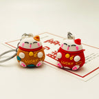 Soft Rubber Cat Maneki-Neko Keychain Lucky Charm Colorful 4