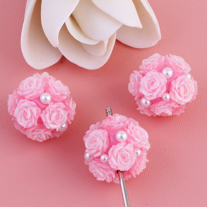 Flower Cluster Clay Beads 20mm Gradient Rose Pearly Pastel 10pcs 8