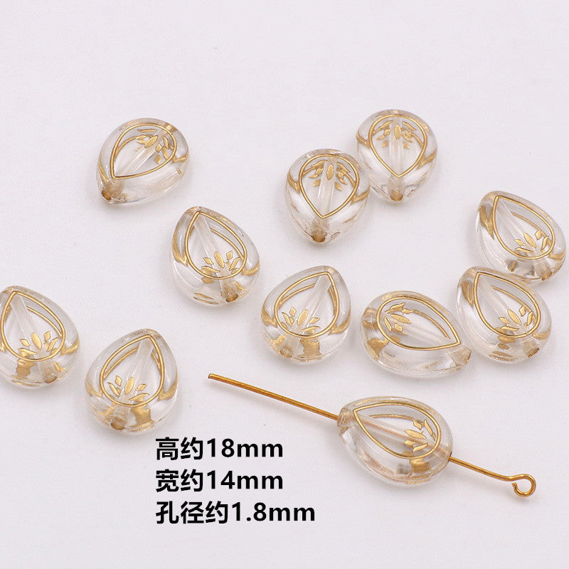 Vintage Baroque Flower Acrylic Beads Gilded Transparent 10pcs 2