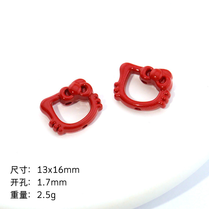 Hollow Kitty Metal Beads 16mm Painted Plating Alloy 20pcs 6