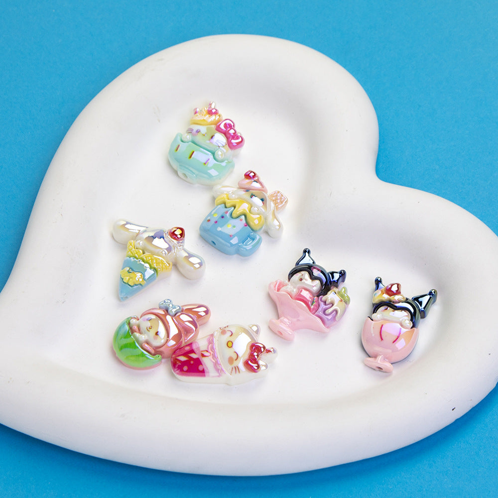 Plating Summer Sanrio Resin Beads Glossy Beverage Dessert 10pcs 2