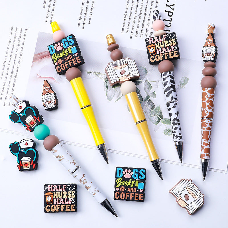 Silicone Focal Beads Coffee Stethoscope Gnome Holding Coffee Cup 1 pcs 4