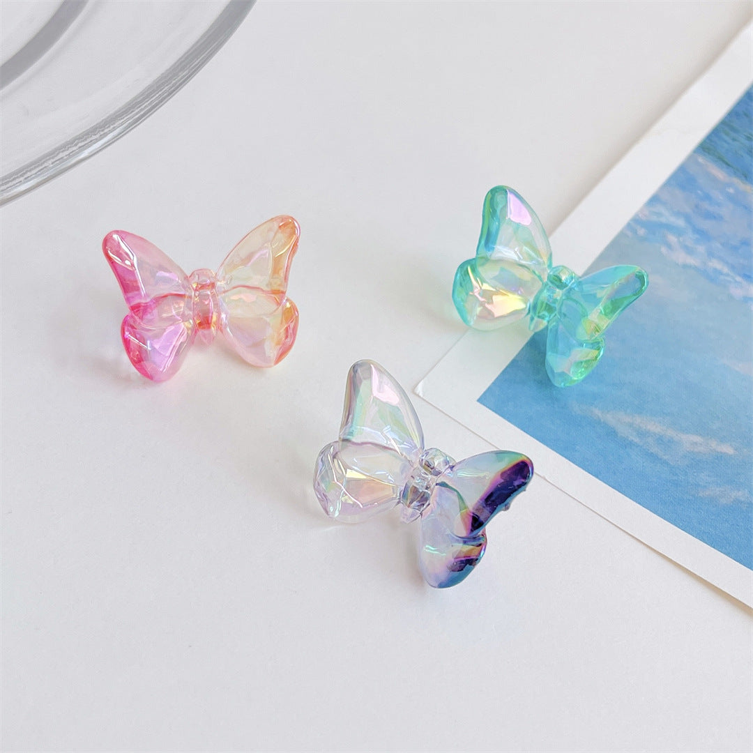 Transparent Faceted Butterfly Acrylic Beads 24mm Two-Color UV Gradient 100pcs 2