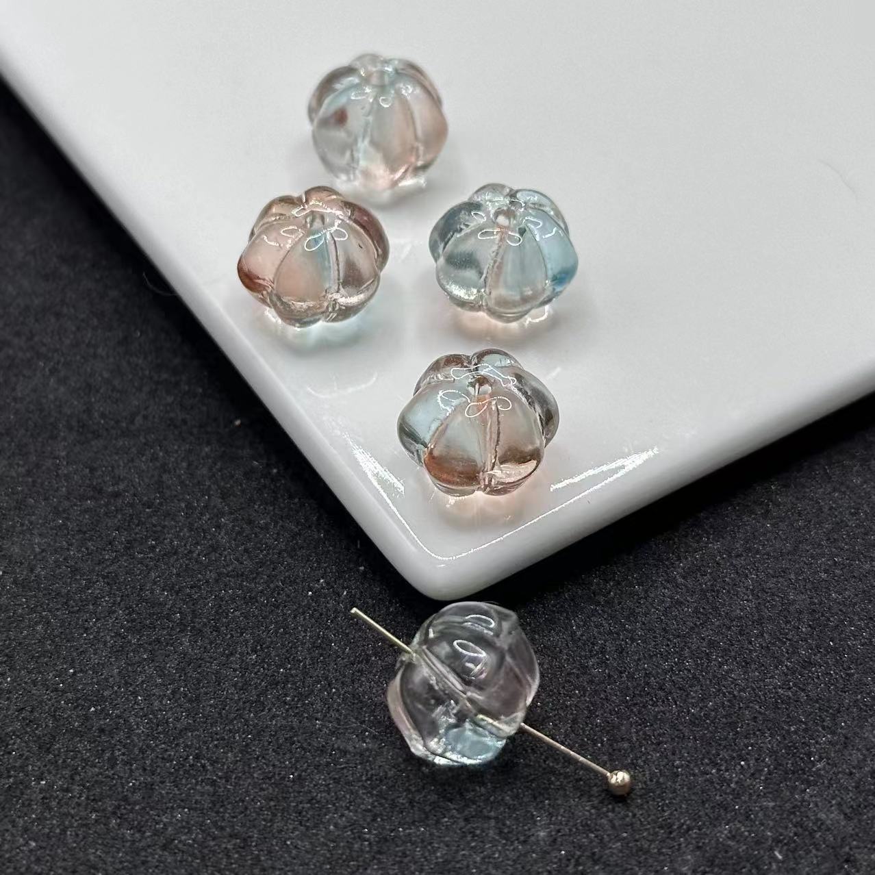 Czech Glass Beads Pumpkin 12mm Translucent Amber 100pcs 3