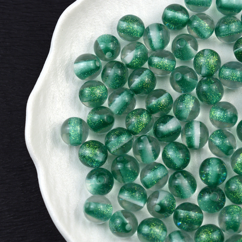 Dyed Core Glitter Resin Round Beads 8-16mm Mixed Colors 10pcs 13
