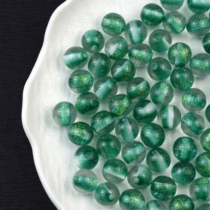 Dyed Core Glitter Resin Round Beads 8-16mm Mixed Colors 10pcs 13