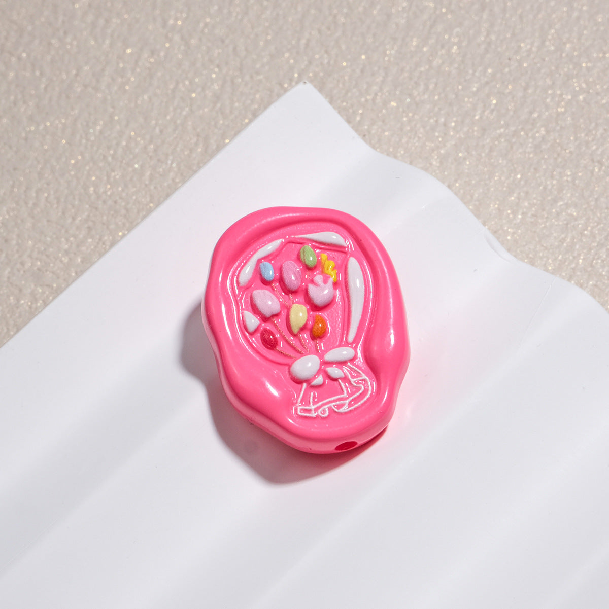 Hand Painted Oval Bouquet Acrylic Beads 28mm Colorful Floral 10pcs 6