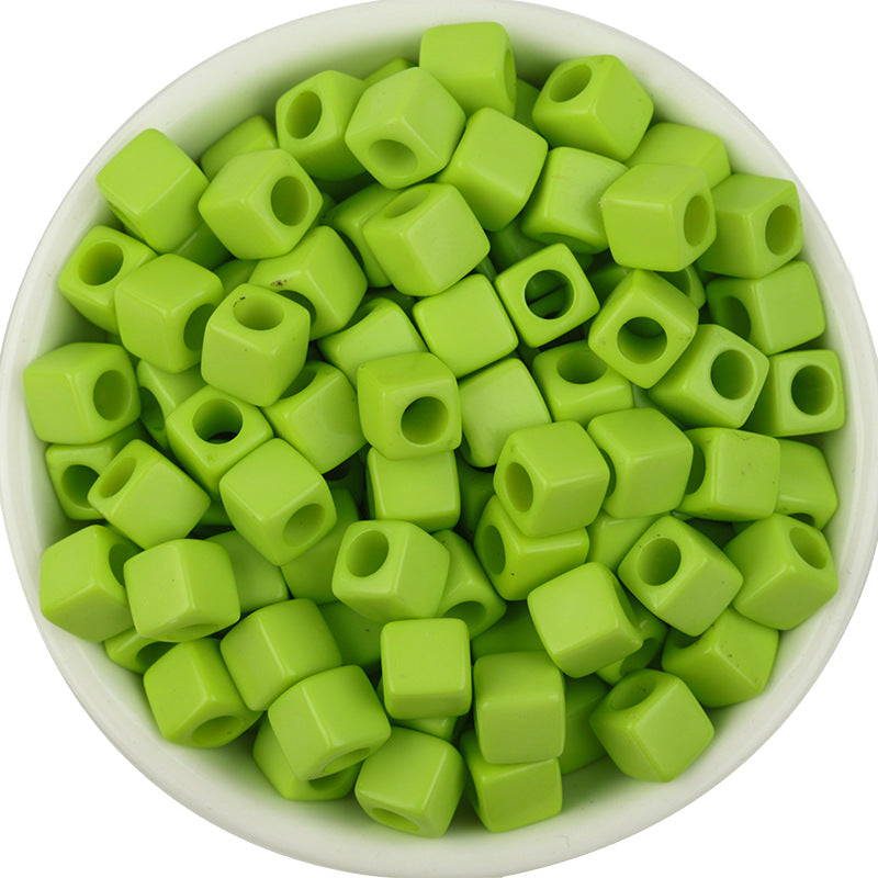 Solid Color Rounded Square Acrylic Beads 7mm Large Hole 100pcs 10