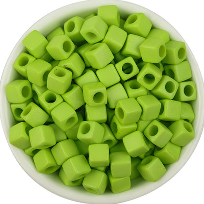 Solid Color Rounded Square Acrylic Beads 7mm Large Hole 100pcs 10