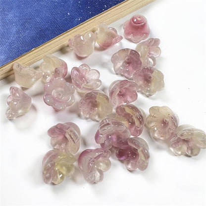 Wind Chime Flower Glass Beads 12mm Transparent Pink 50pcs 37