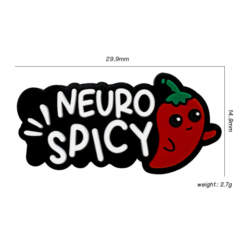 Silicone Focal Beads Chaotian Pepper NEURO SPICY Text Side Profile 20pcs 2