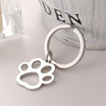 Stainless Steel Hollow Paw Dog Keychain Silver Tone 6