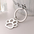 Stainless Steel Hollow Paw Dog Keychain Silver Tone 6