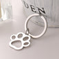 Stainless Steel Hollow Paw Dog Keychain Silver Tone 6