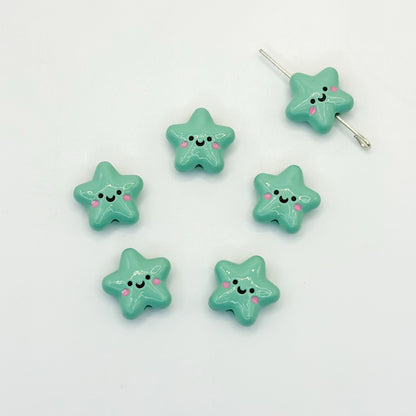 Star Metal Beads 13mm Glossy Painted Smiley Face 10pcs 15