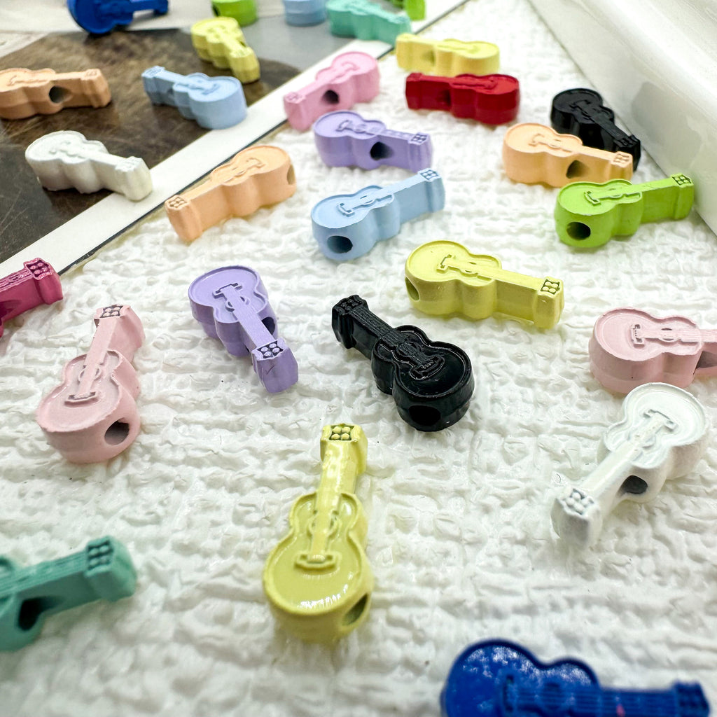 Guitar Metal Beads 12mm Baked Painted Multicolor 20pcs 6