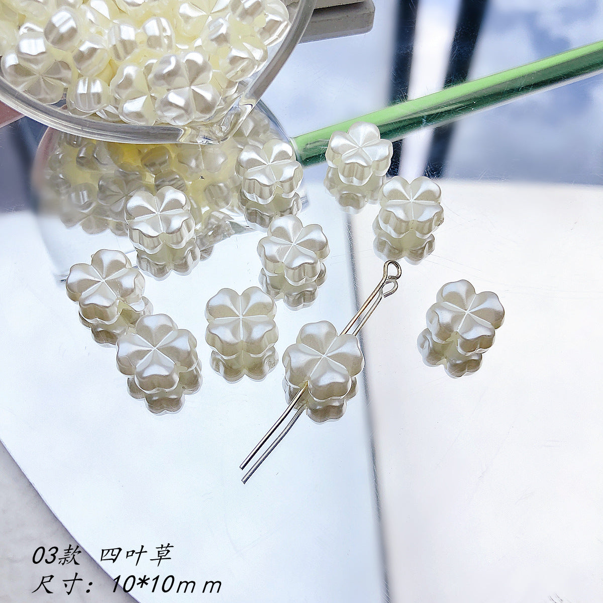 Pearl Flower Acrylic Beads 10-11mm Japanese Imitation 20pcs 7