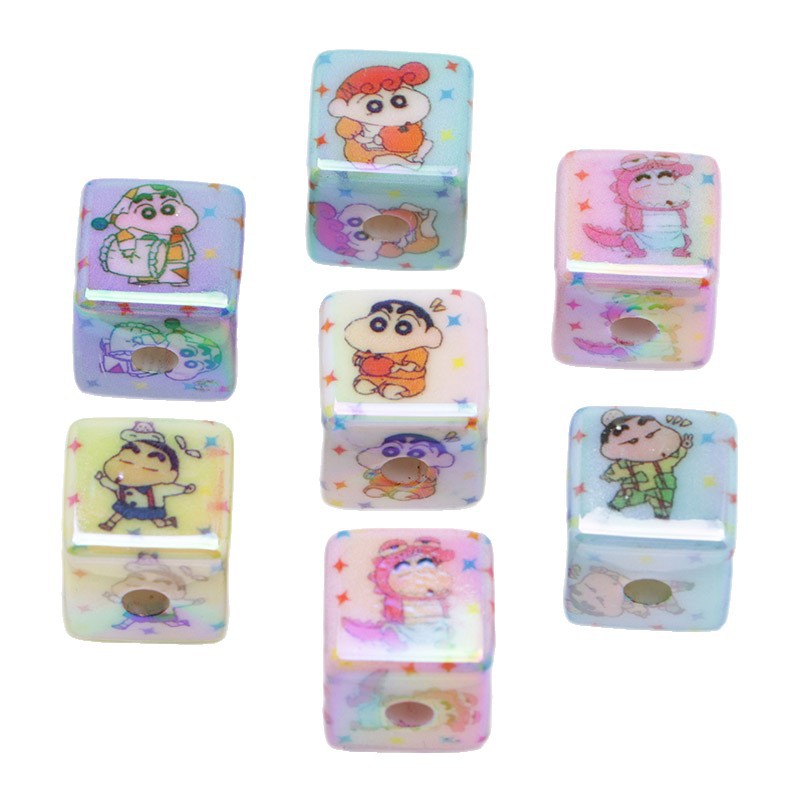 Plating Square Acrylic Beads 16mm Cheeky Crayon Shinchan Mixed 40pcs 5