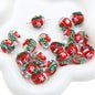 Hand Painted Transparent Glass Beads 14mm Christmas Motifs 10pcs 14