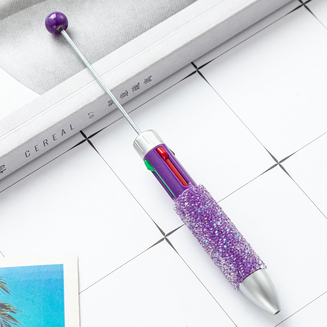 Beadable Pen Four Color Plastic Sugar Bead Design 4 In 1 18