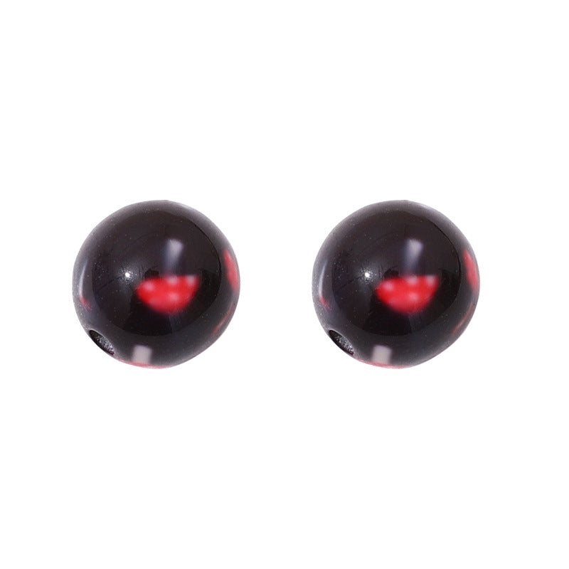 Japanese Vintage Showa Printed Resin Beads 10/12mm Glossy Floral 15pcs 5