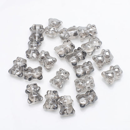Electroplated Bear Glass Beads 12mm 14mm Mixed Metallic Colors 20pcs 14