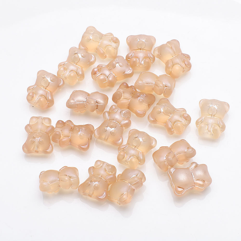 Electroplated Bear Glass Beads 12mm 14mm Mixed Metallic Colors 20pcs 27