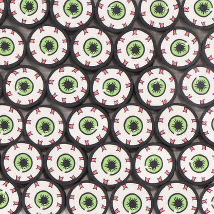Halloween Flat Clay Beads 10mm Green Eyeball Design 100pcs 6